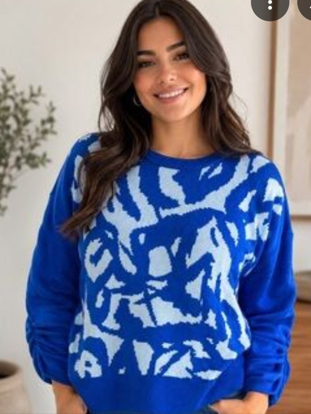 Victor Glemaud Blue Abstract Crewneck Sweater Size 3x